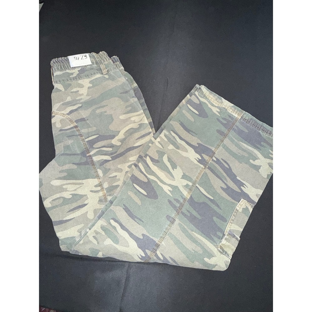Angel Kiss Camo Cargo Pants Womens 9/29 Green Camouflage Wide Leg 51701JTWL94RJ